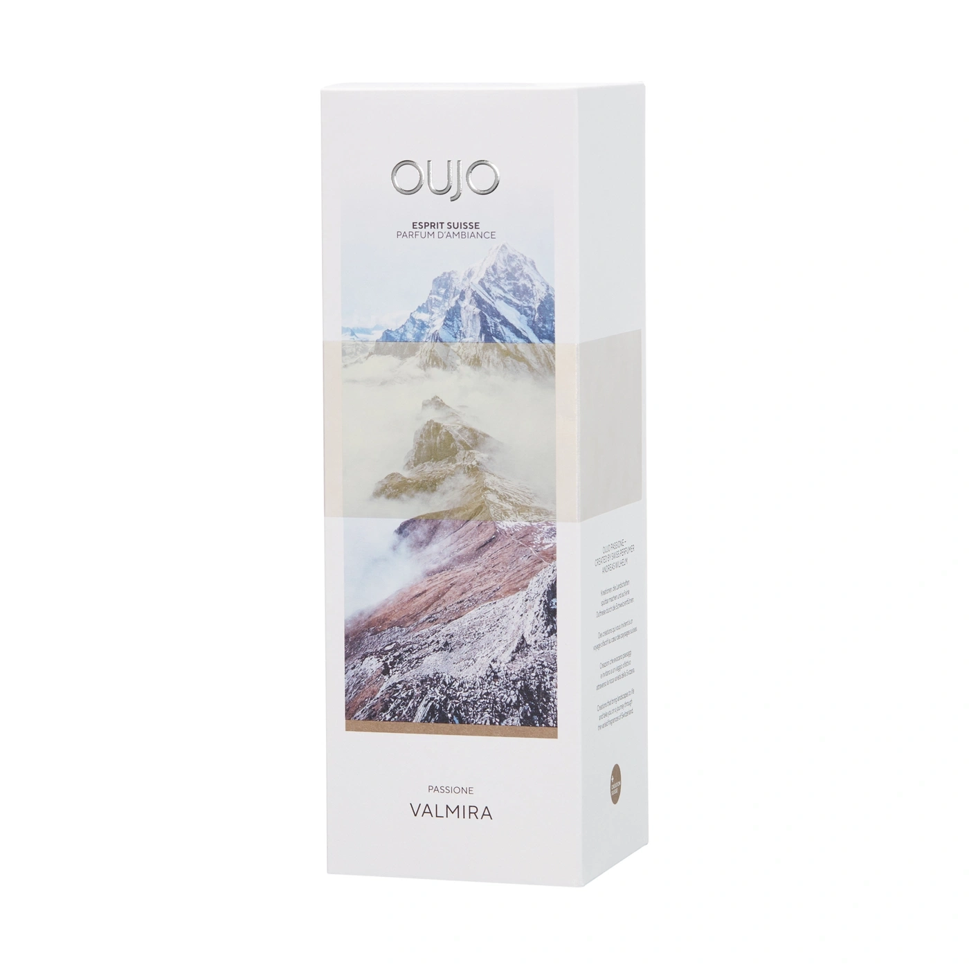White packaging with mountain landscape and text 'Valmira'