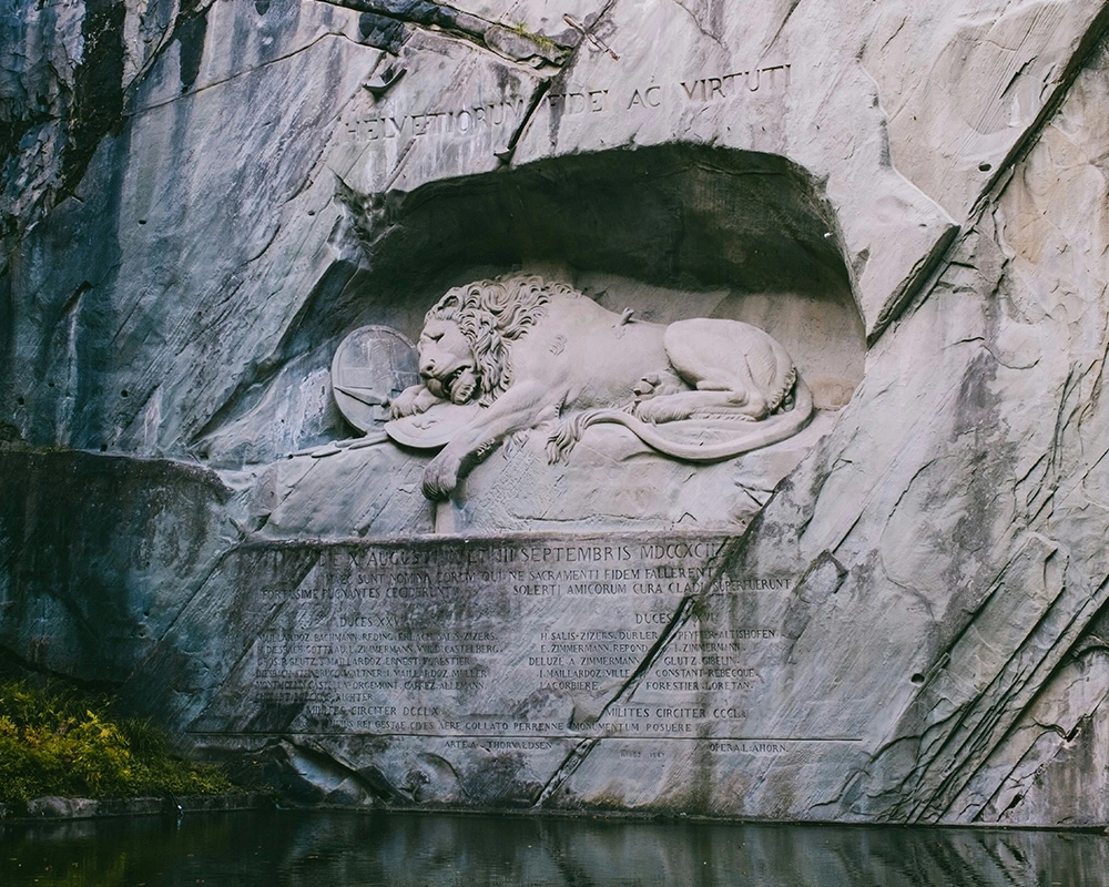 The Lion Monument in Lucerne, a rock relief of a dying lion.